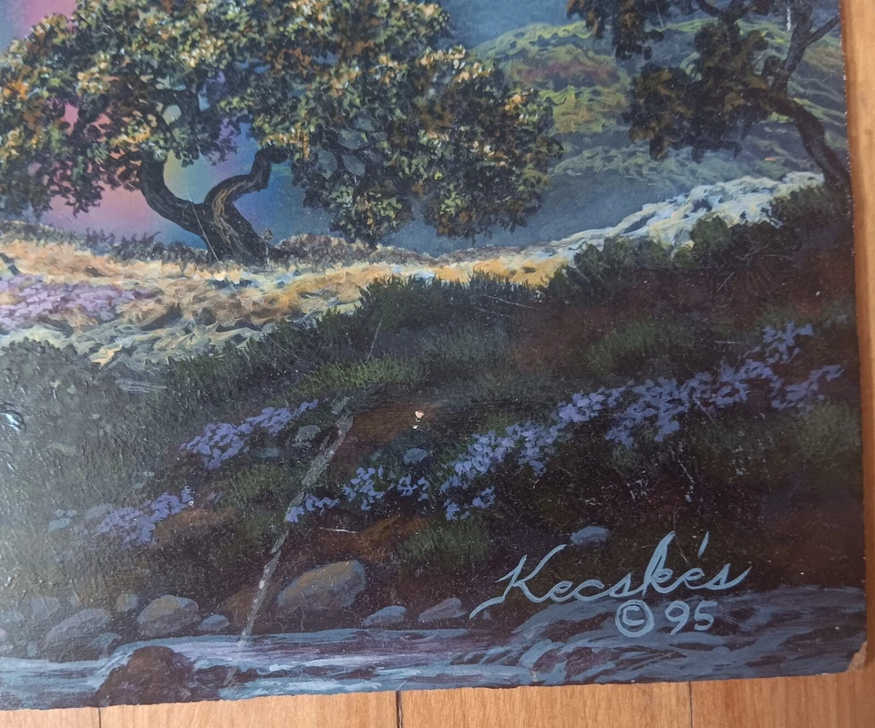 Frank Kecskes Jr. Oil Painting on Board Landscape With Rainbow - Image 2 of 4