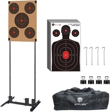 Shooting Target Stand with 10pcs 17x25 Inch Paper Targets Holder Adjustable Base