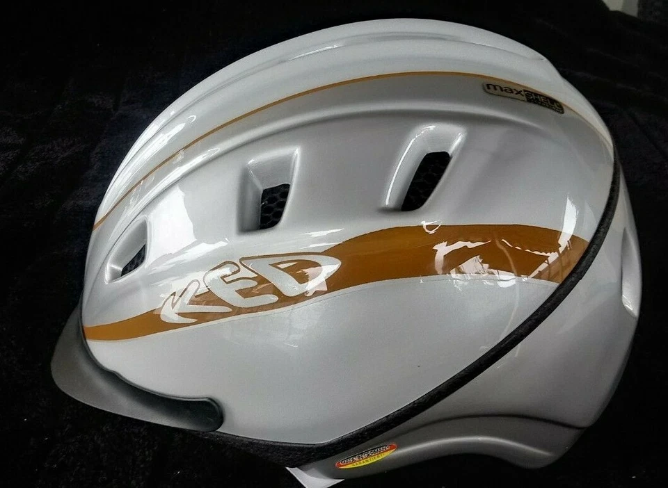 KED Basco Reithelm XXL 60 - 64 cm Silber-Caramel-Glossy sportliche Reitkappe neu - Bild 4 von 4