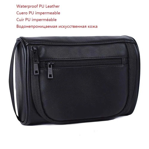 Men Waterproof Travel Toiletry Wash Bag Bathroom Leather Business Shaving Bag - Picture 13 of 26