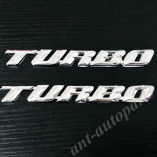 2x Chrome Turbo T Engine Car Auto Trunk Rear Fender Badge Emblem Decal Stickers