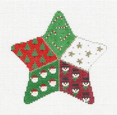 SP.ORDER ~ Patchwork Christmas Star HP Needlepoint Ornament Canvas Susan Roberts