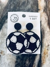 Soccer Earrings Tailgates  Touchdowns Black/White Football Basketball 2.5  New 