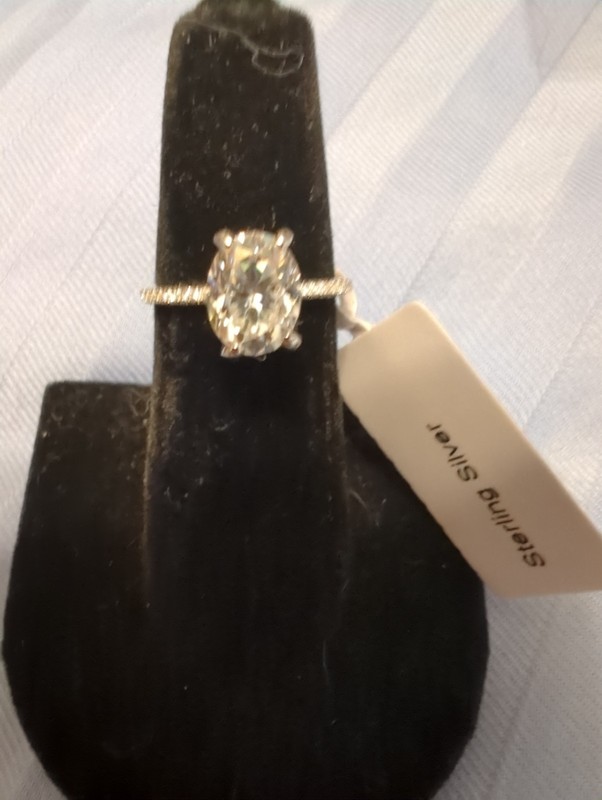2.19 Carat Moissanite Sterling Silver Ring Size 5
