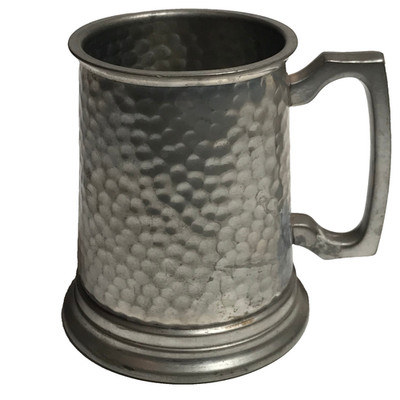 Vintage Dimpled Beer Mug Glass Bottom by Huntley ( Leadless Pewter )