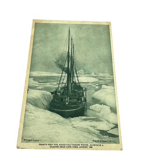 Antiguo sello postal del glaciar ártico Roosevelt de 1908 Peary Ship 1910 - Imagen 1 de 3