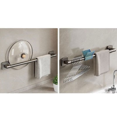 Effortless Installation Non Perforated Towel Rack for Bathroom Storage