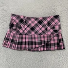 VTG Twenty One Plaid Micro Mini Skirt Size Small Pleated Low Rise Y2K Emo Punk