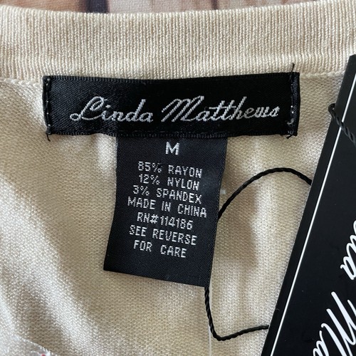 Linda Matthews Sweater Set Small/medium Beige Cardigan Shell 2-pc NEW - Picture 10 of 12