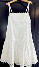 Abercrombie & Fitch White Lace Trim Swiss Dot Cotton Mini Dress Size 0