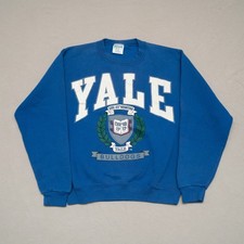 Vintage 80s 90s Blue Yale College Puff Print Sweatshirt Adult S USA