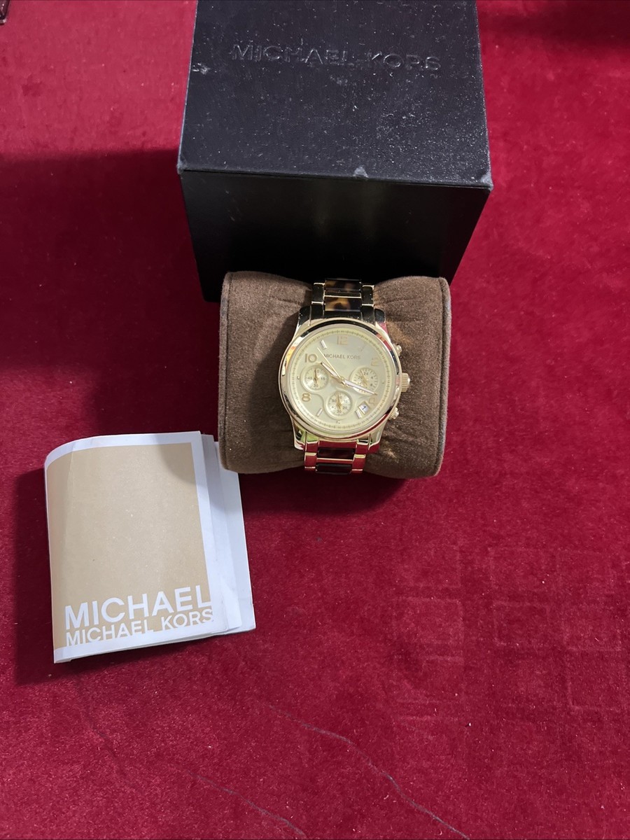 MICHAEL KORS　腕時計 Michael Kors Lennox Quartz Green Dial Gold Steel Strap Watch For Women