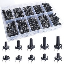 206 Pcs Tactile Switch 4 Pins 6x6 mm 10 Values Miniature Micro Momentary Tact...
