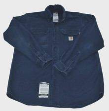 Carhartt FR FRS160 Mens Shirt Size M Navy Flame Resistant Work Long Sleeve