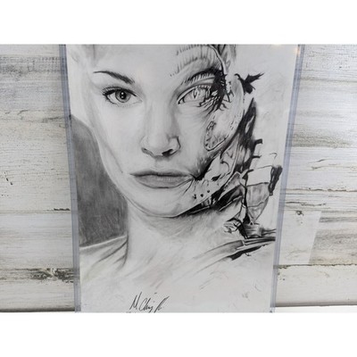 Species 2 Eve Natasha Henstridge Original Pencil Drawing Signed M Chug 2013