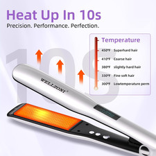 Flat Iron Hair Straightener - 1.4" Wide Plate, 15s Fast Heating with 37 Temp Set 5
