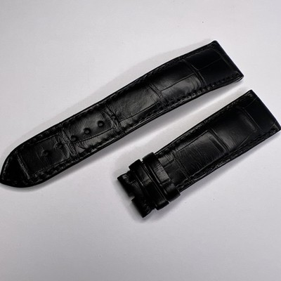 Authentic 22mm BREGUET Swiss Black Leather Strap Band For Use w/ 18mm Clasp