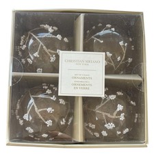 Christian Siriano Christmas Glass Ball Ornament Set of 4 Beaded Shimmery