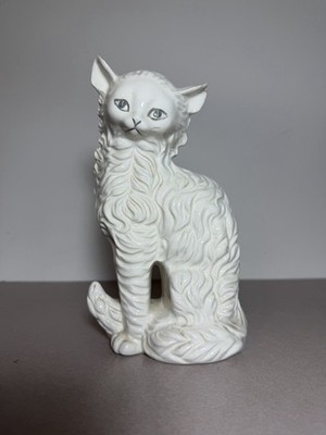 White Ceramic Persian Cat Figurine Japan Statue Vintage Antique 60s 70s MCM