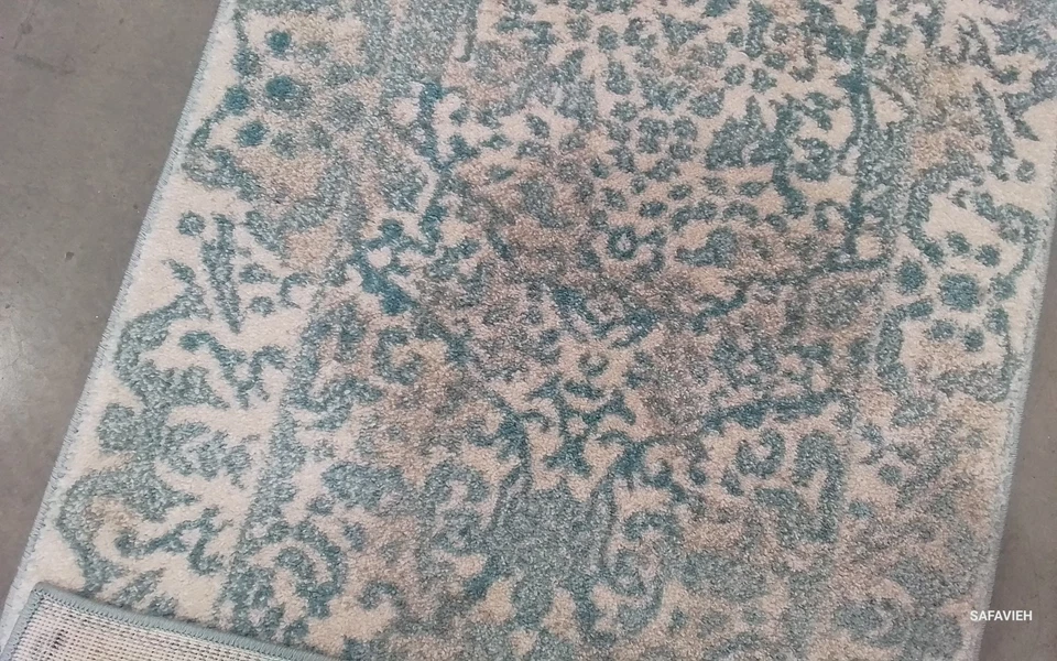 IVORY / L BLUE 2'-2" x 9'-0" Back Stain Rug, Reduced Price 1172784816 EVK242C-29 - Image 3 of 4