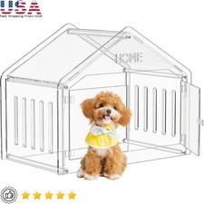 Clear Acrylic Dog House Indoor Pet Crate Easy Clean Assembly Anti-Corrosion New