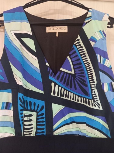 Emilio Pucci, Sleeveless knee-length dress, Geometric patterns,Blue,green,purple - Picture 2 of 12