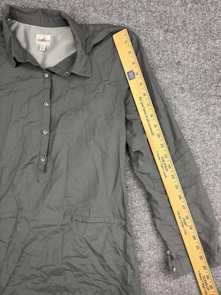 Camisa Gramicci Mujer Gris Mediana Ripstop Nylon Popover Túnica Cremallera Bolsillos Senderismo Foto 3 de 4