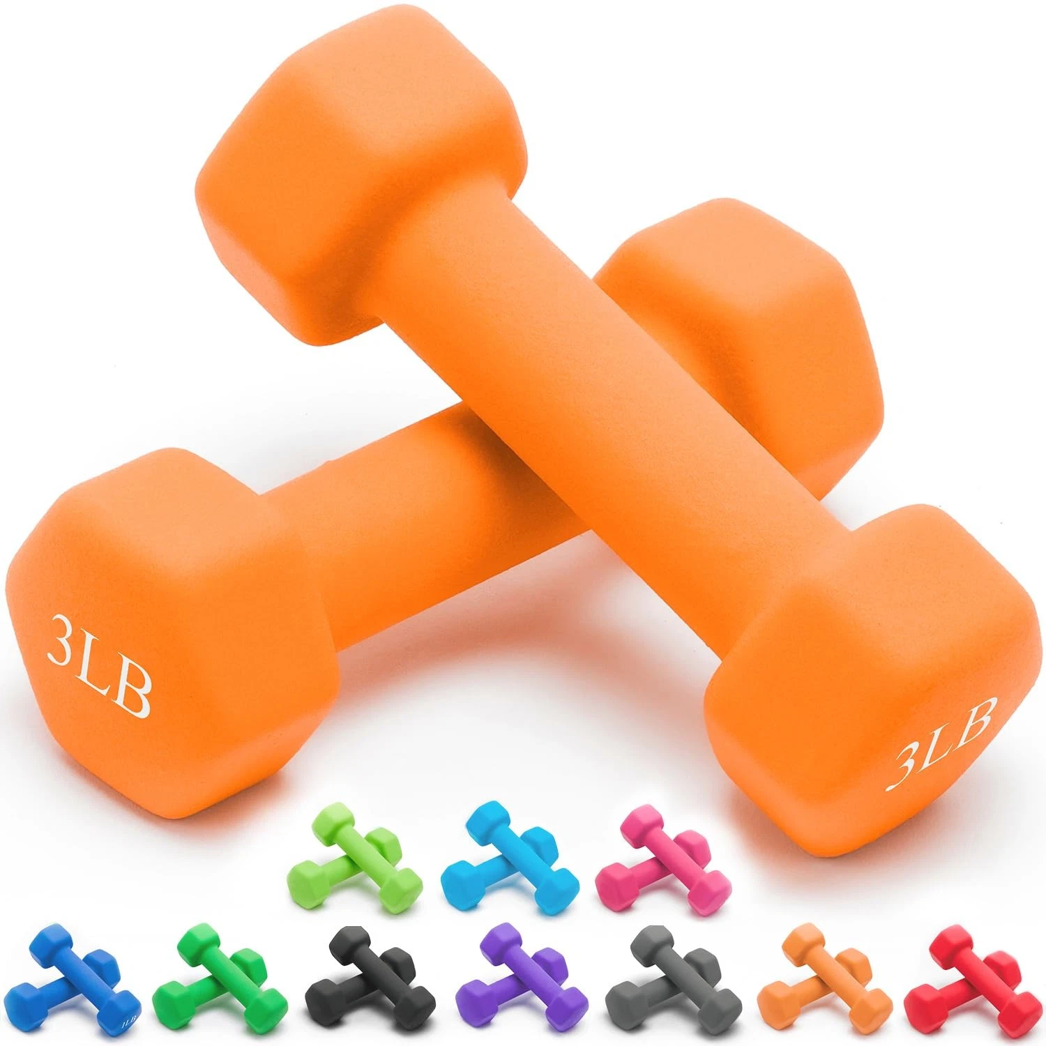 10 Colors Options with Set of 2 Neoprene Dumbbell,1-16 LB, Anti-Slip, Anti-ro...