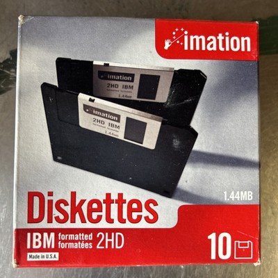 New/Sealed Genuine Imation IBM Formatted 2HD 1.44MB Diskettes (10 Pack)