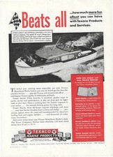 1948 Texaco Marine Products Vintage Print Ad Chris-Craft 40' Express Cruiser