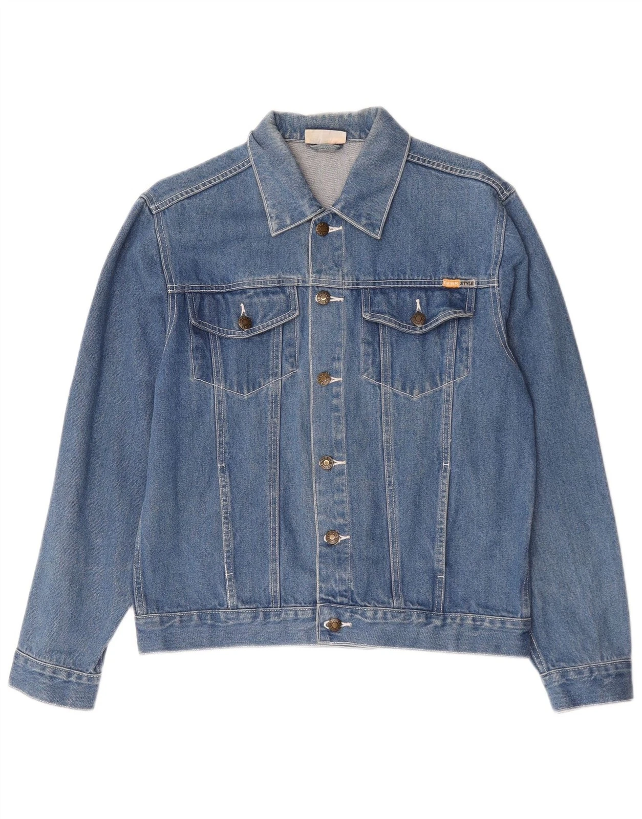 Denim Style Mens Denim Jacket EU 50 Large Blue Cotton BY17