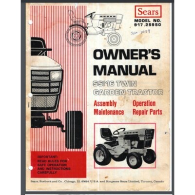 Sears lawn tractor ST 16 TWIN Owner manual 36 pages