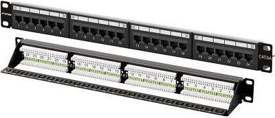 10ps Cat6a Patch Panel 24port Rj45 Ethernet Patch Panel For 19'' Rackmount Or Wal