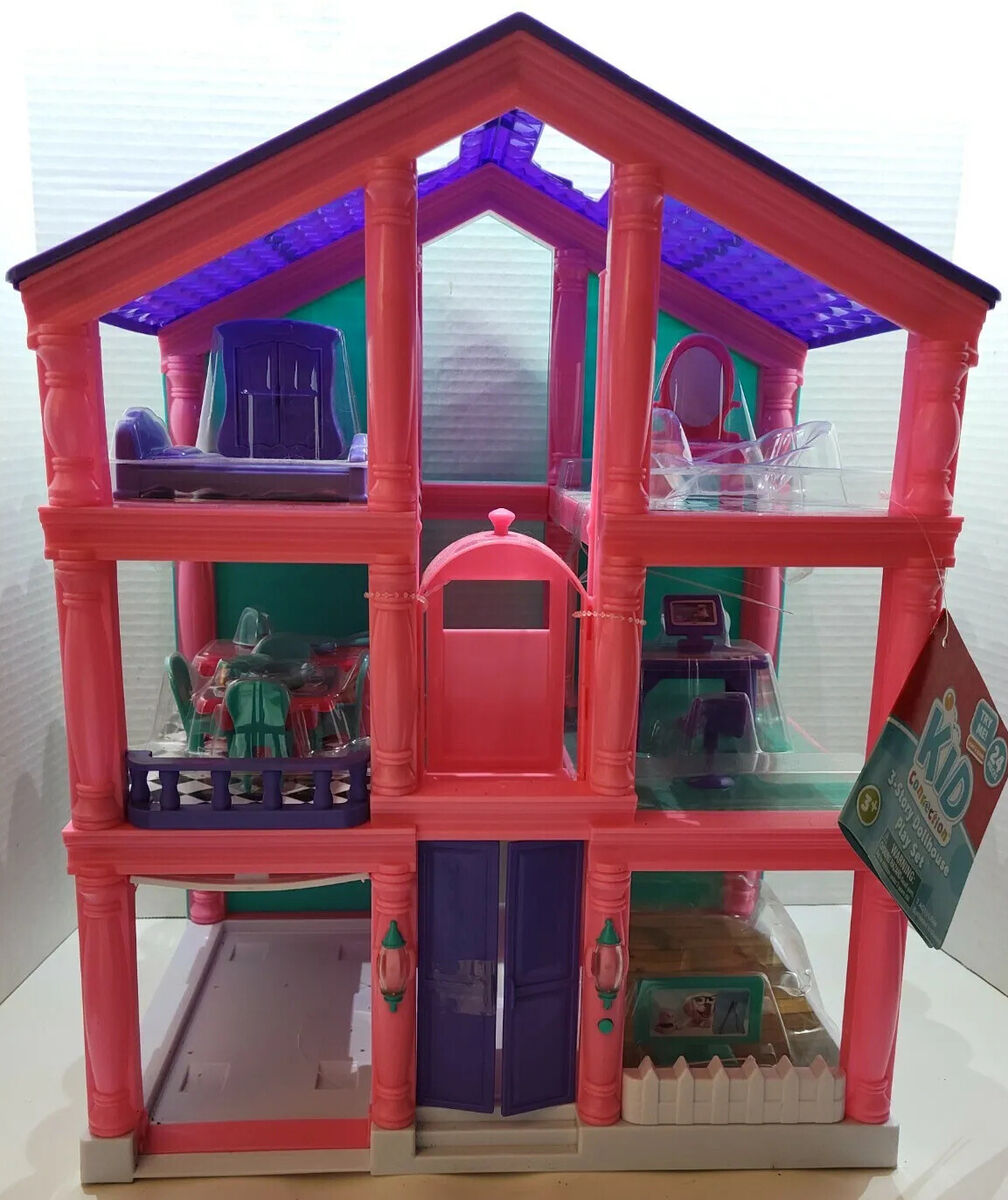 Kid Connection 3-Story Dollhouse Play Set with Working Garage and Elevator,  24 Pieces