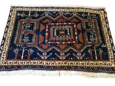 Handgeknüpfter und Signierter Orientteppich, Traditionelles Muster 89X60cm