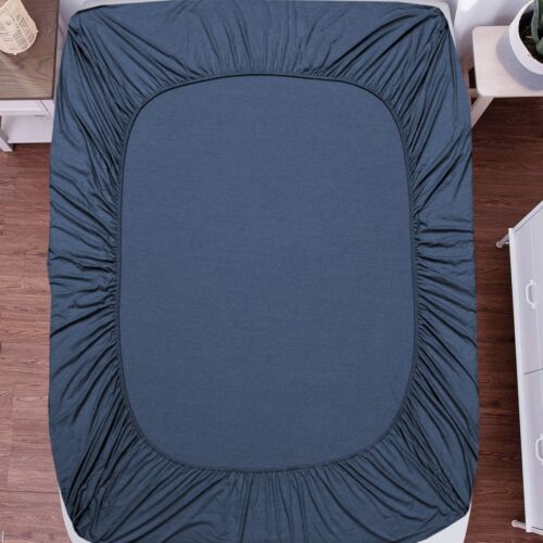 Cotton Jersey Knit Fabric 4 Piece Stretchy Bed Sheet Set Twin XL/Queen/King Size - Picture 41 of 114