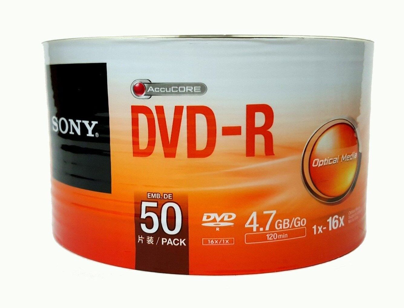 Premium DVD-R 16X Silver MatteTop, Clear Hub