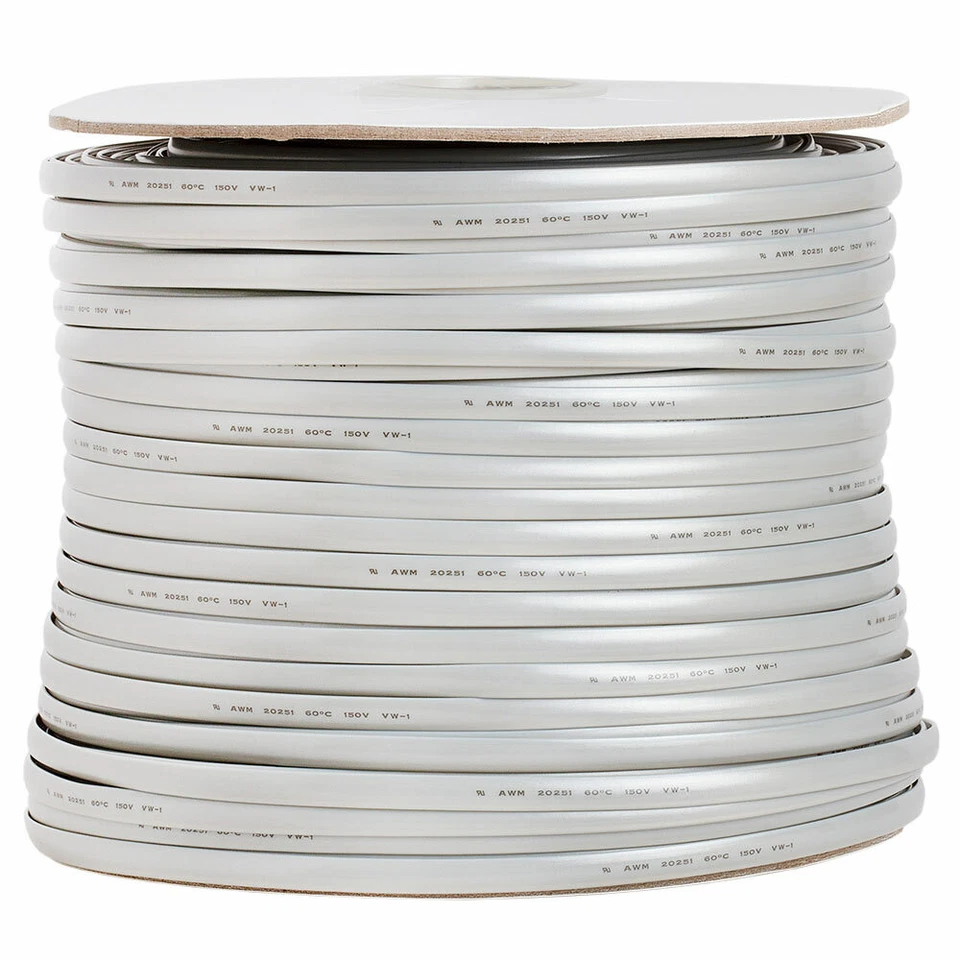 1000ft, 28AWG Roll Bulk - Phone Cable FLAT 8 Wire, Solid, Silver FREE SHIPPING - Image 2 of 2