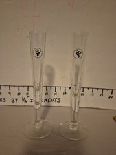 2 Vintage Wyborowa Vodka Alto Acanalado Shot Glass Caballero Negro a Caballo