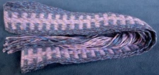 #48 Powder Horn inkle strap Vineyard mauve and blue-lilac Flax 1.5" x 43"