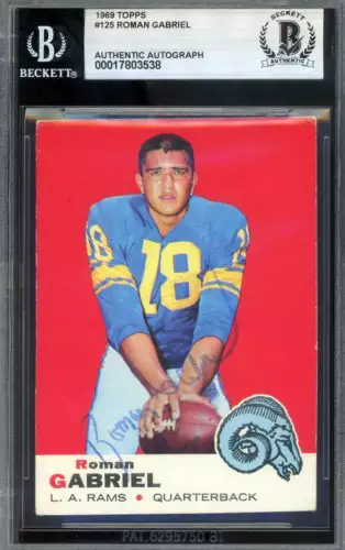 Roman Gabriel Beckett BAS Signed 1969 Topps Autograph