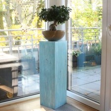 Säule Holzsäule Dekosäule Ständer Sockel Blumenständer Holz Türkis mittel 75 cm