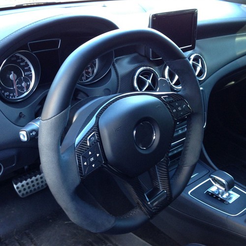 Steering Wheel Trim Cover AMG Carbon Fiber Look For Mercedes Benz W204 C 2012-14 - Picture 4 of 9
