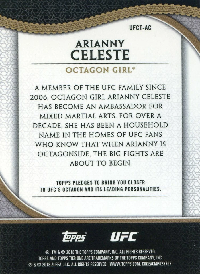 2018 Topps UFC Chrome ARIANNY CELESTE Tier One Insert Card #UFCT-AC - Image 2 of 2