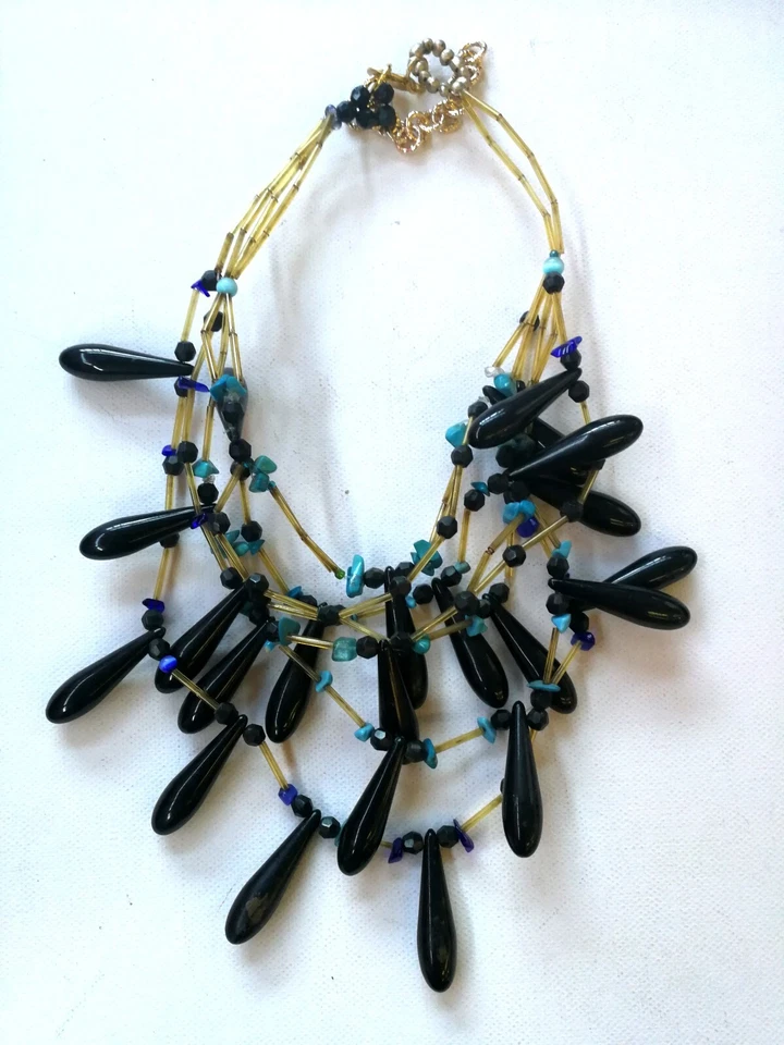 Joyería de Lujo Collar Perlas Gotas Colgante Gargantilla Cuello Grueso Piedra Turquesa Foto 2 de 4