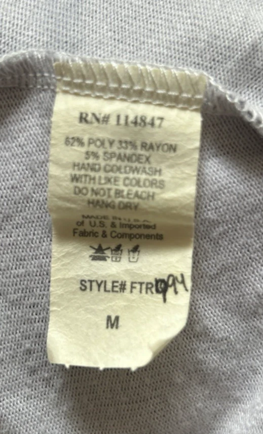 Katina Marie 女式 Hi-Lo 抽象艺术上衣橙色灰色美丽 3/4 袖 M — 第 4/4 张图片