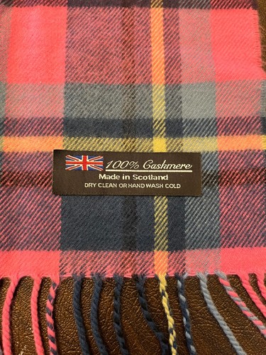 100 % Kaschmir rosa blau Kaschmir Schal 12" x 68" Made in Scotland - Bild 2 von 4
