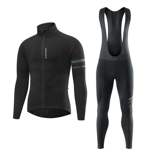 WOSAWE Herren Winter Fahrrad Sets Full Zipper Warm Jacke 3D Polster Trägerhose - Bild 14 von 16