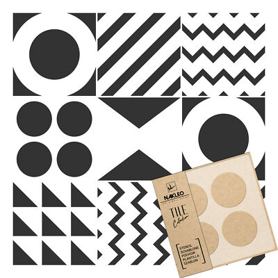 TAROUCA 6 pcs Tile reusable PLASTIC Stencil // Modern Geometric // Floor Wall 