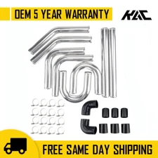 Silver 2.5" 60cm Universal Turbo Intercooler Kit 32pcs Aluminum New High Quality